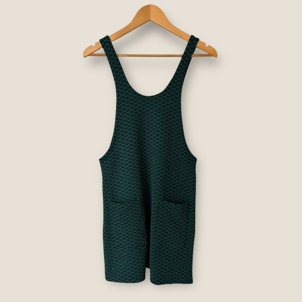 Atmosphere Dark Green Textured Knit Pinafore Dress